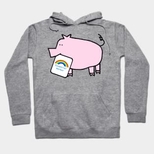 Pink Pig with Essential Worker Rainbow Sign Hoodie